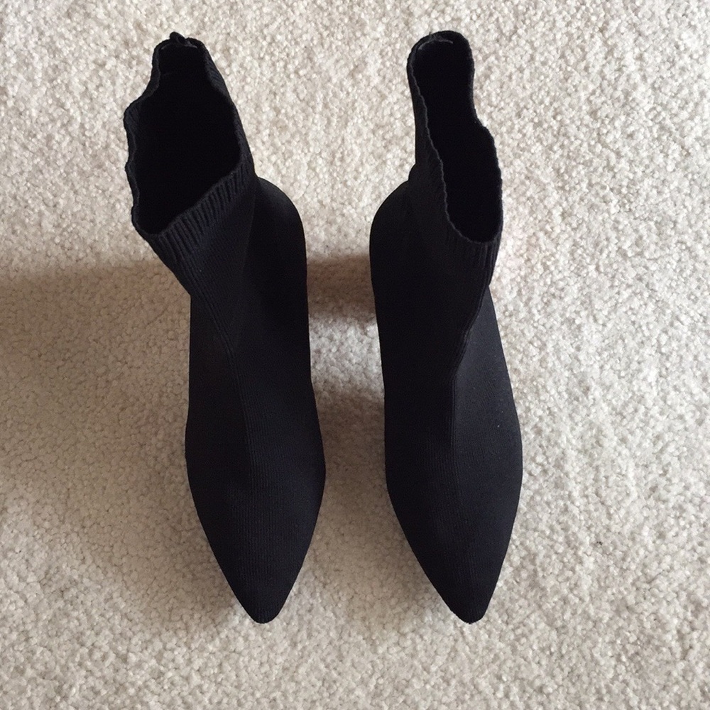 Zara Socks Boots with Silver Block Heel